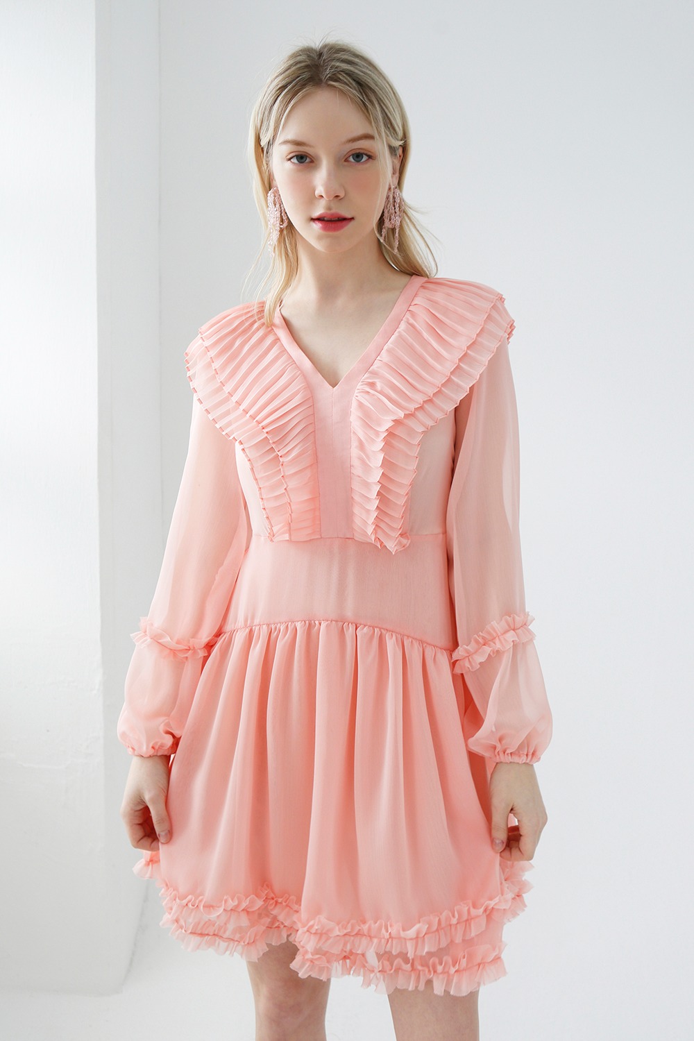 [아일리원 로나 착용] Angel pleats dress (Peach)
