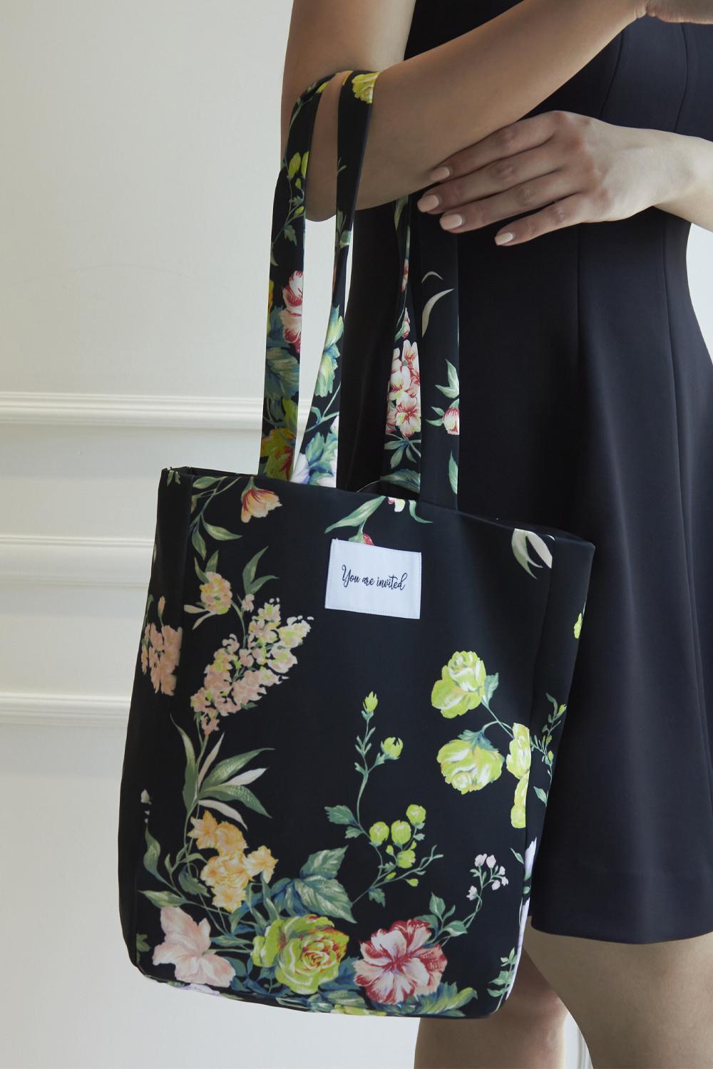 Flower party daily bag (Black)