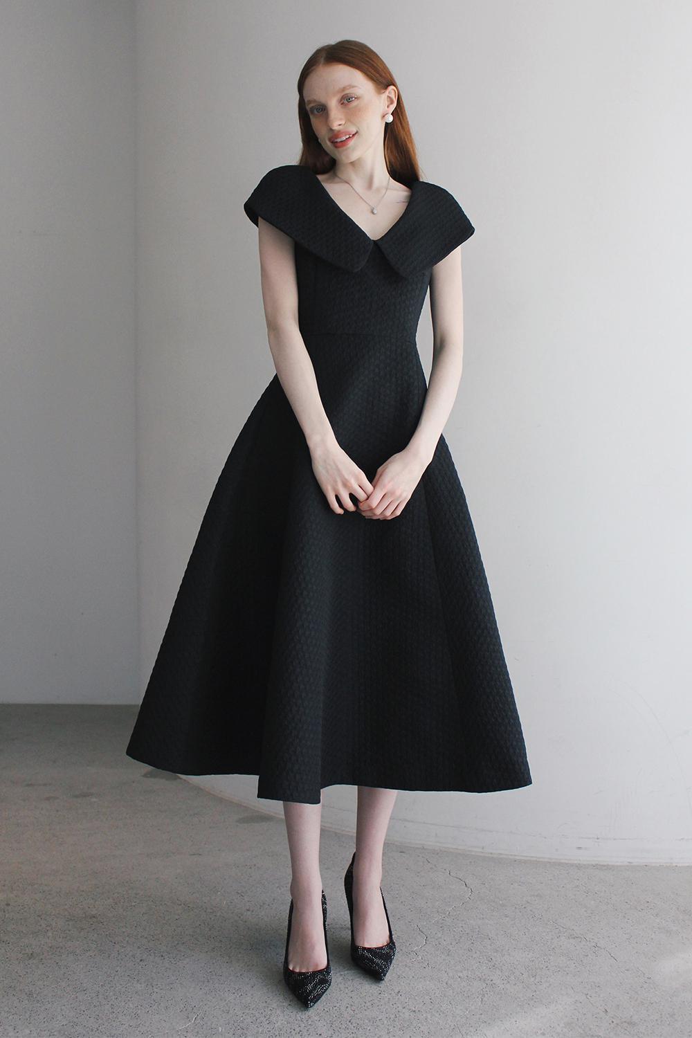 Andrea jacquard long dress (Black)