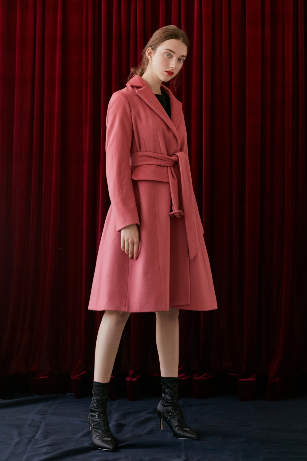 Classic belted wool coat (Pink)