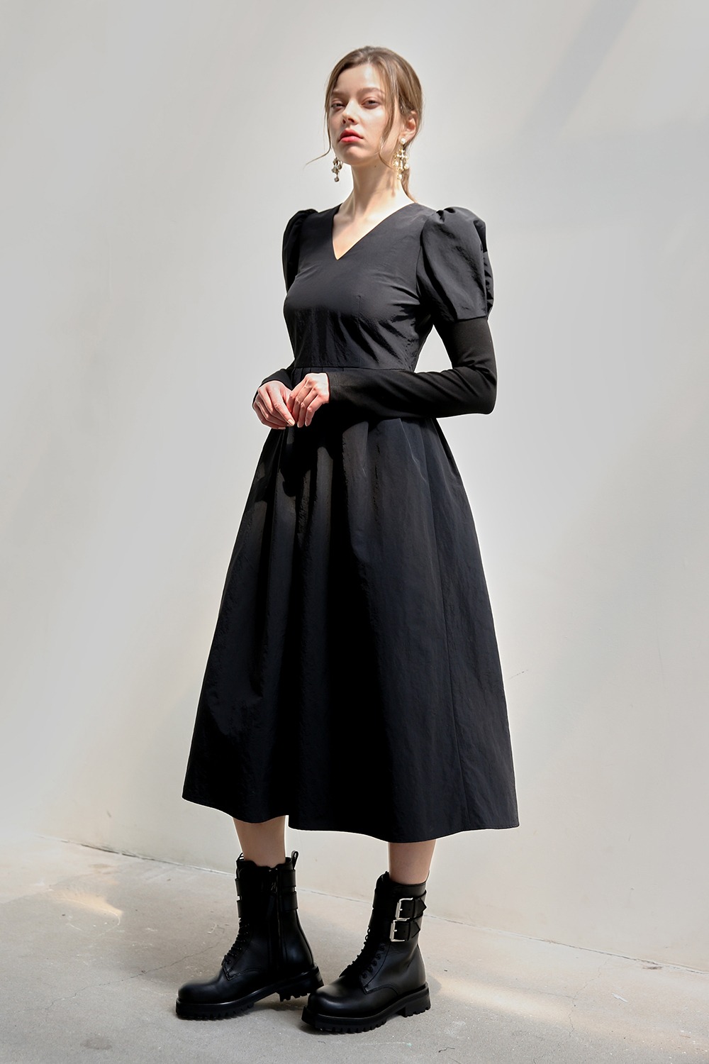 Absolute puff sleeve dress (Black)