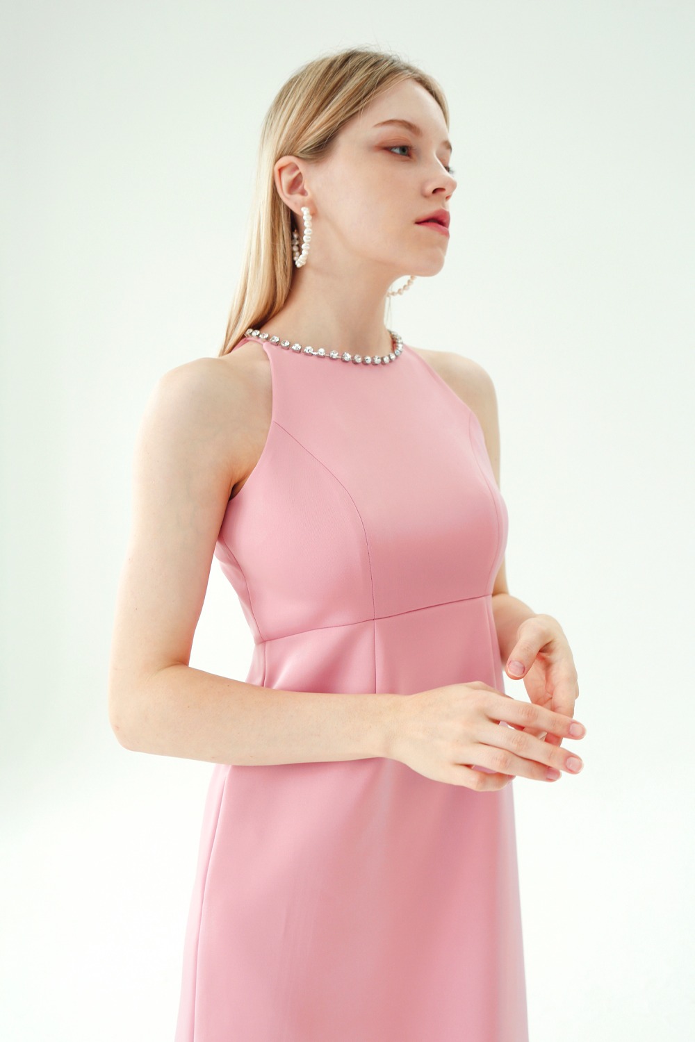 [오늘도착] Jewel necklace dress (Pink)