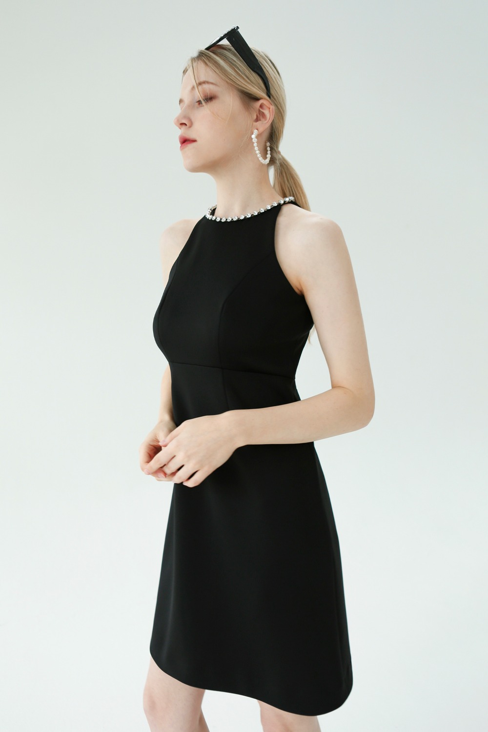 [오늘도착] Jewel necklace dress (Black)