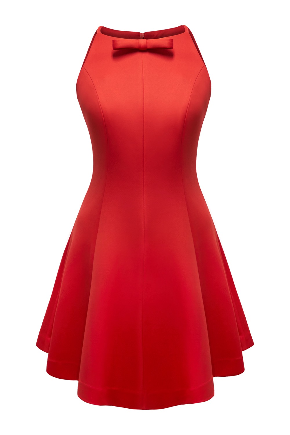 Ribbon tie halter dress (Red)
