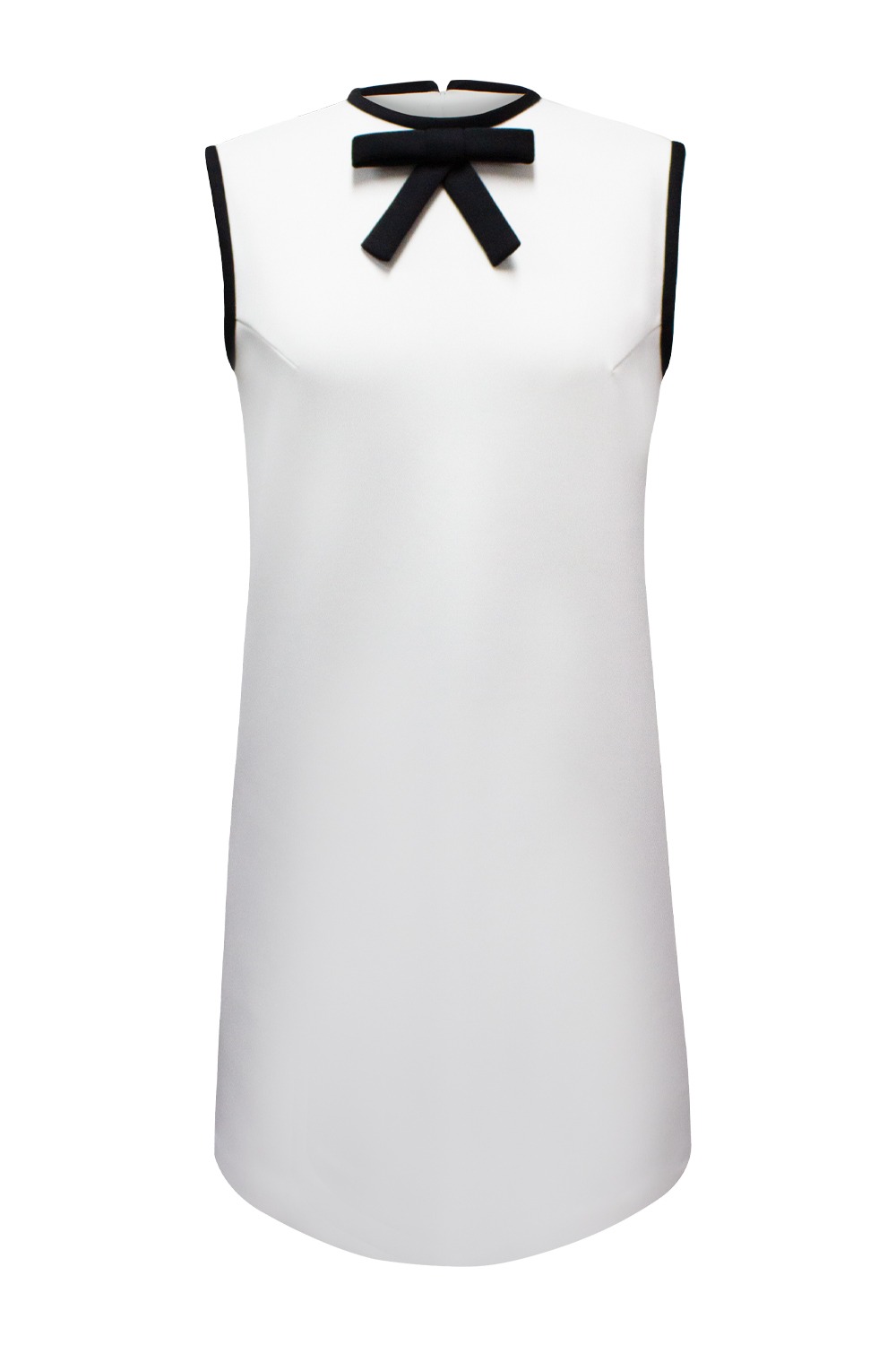 Ribbon straight mini dress (White)