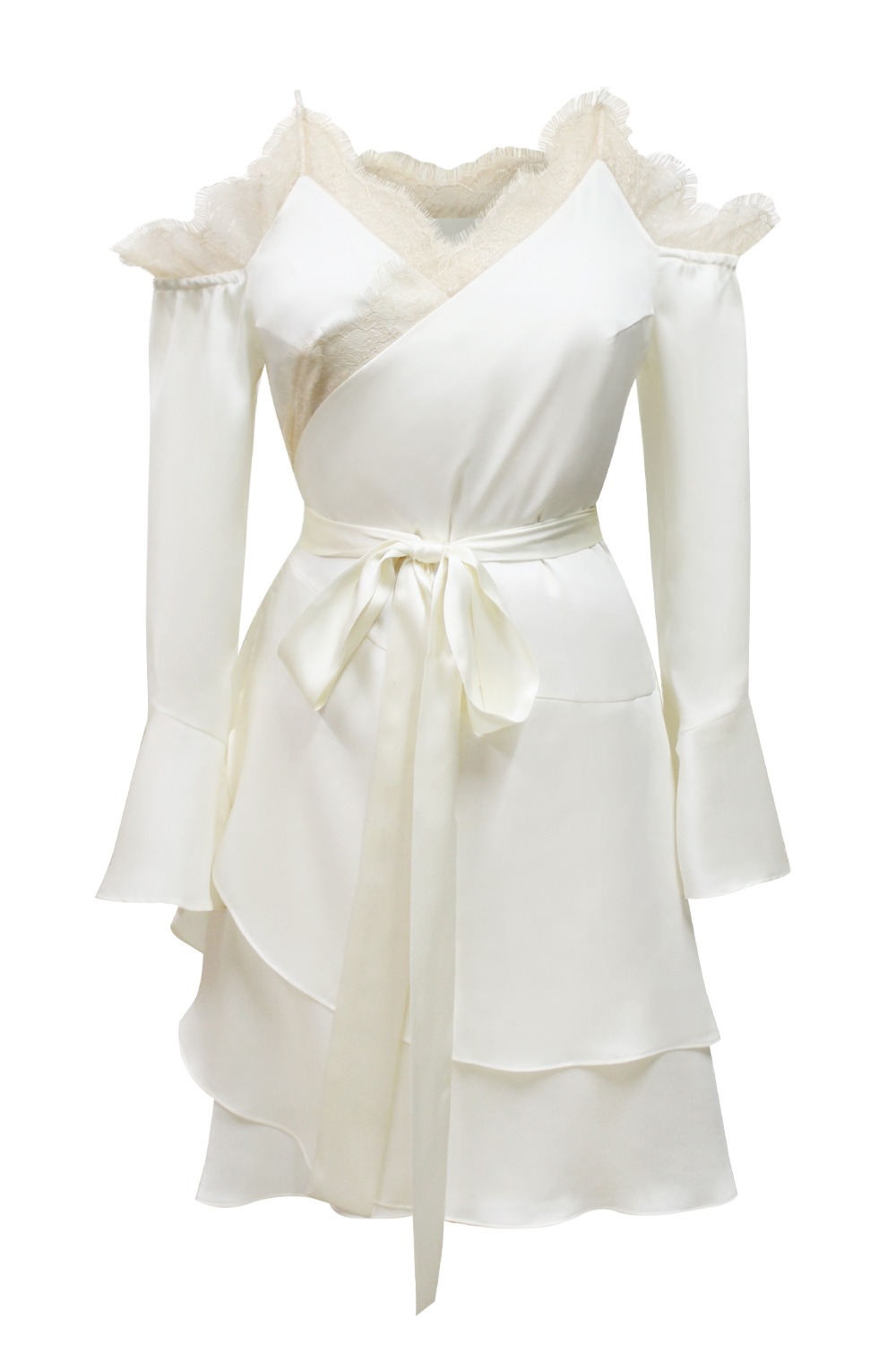 Cecile silky wrap dress (Ivory)