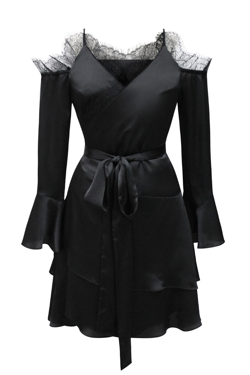 Cecile silky wrap dress (Black)